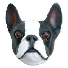 BOSTON TERRIER Hand-crafted Signed SCULPTURE MASK Bali   382517939694